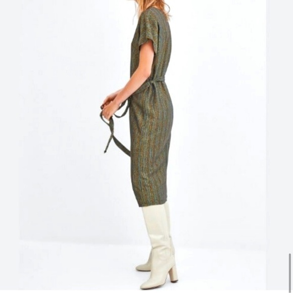 ZARA Trafaluc Metallic Stripe Midi Dress - Picture 5 of 15